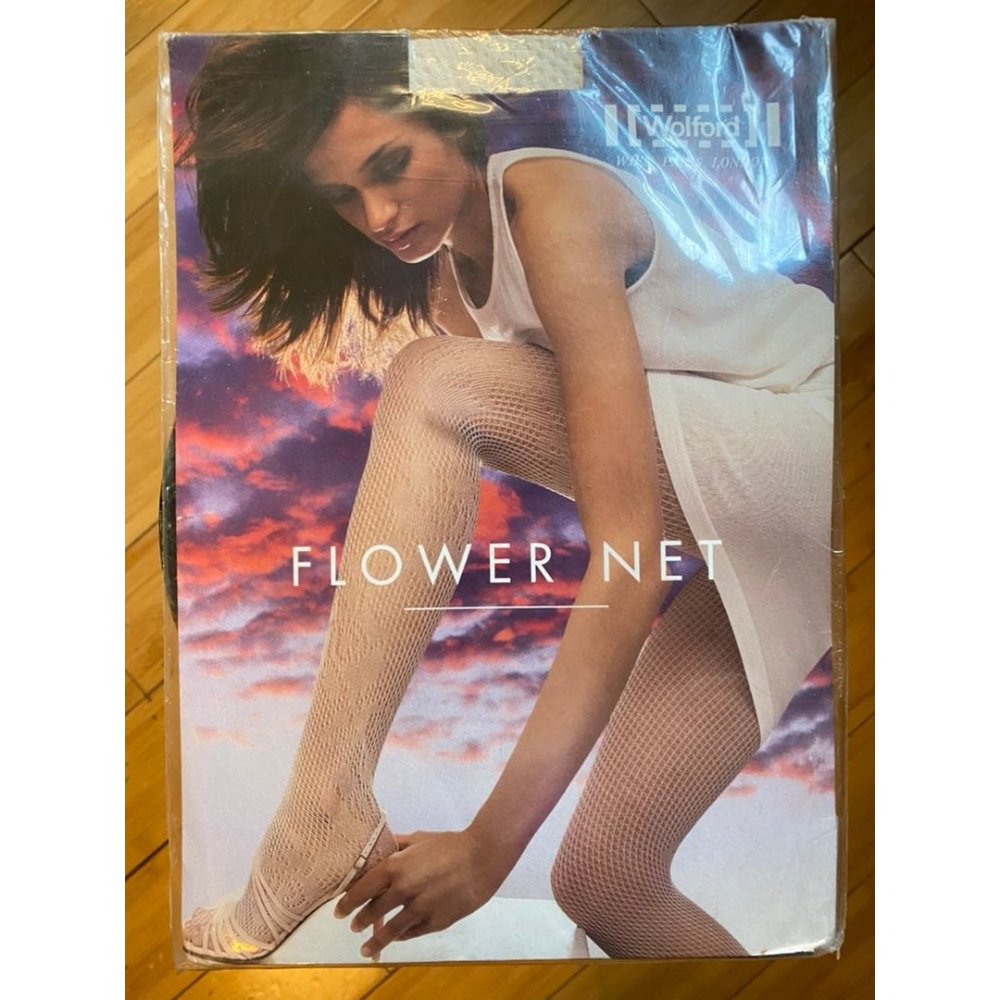 Wolford Flower Net White Tights Womens size Medium